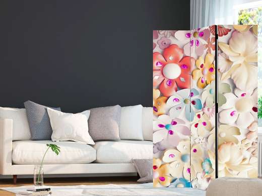 Screen - Multi-colored flowers and gems, 7