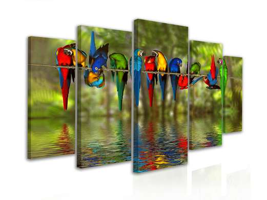 Modular picture, Colored parrots, 206 x 115