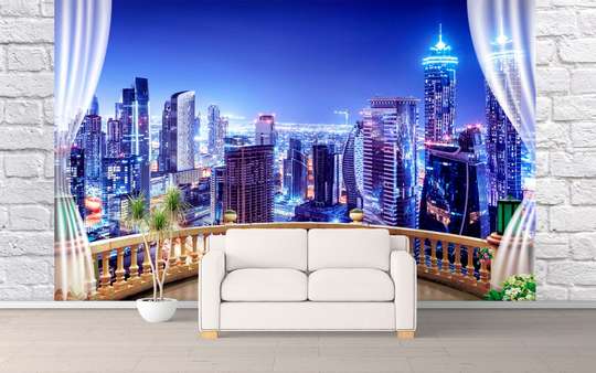 Wall Mural - View from the balcony to the night city