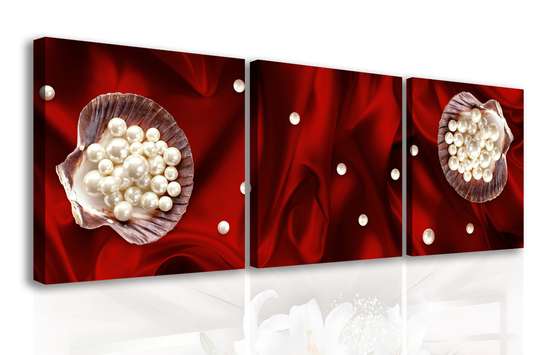 Modular picture, White flowers on a red background