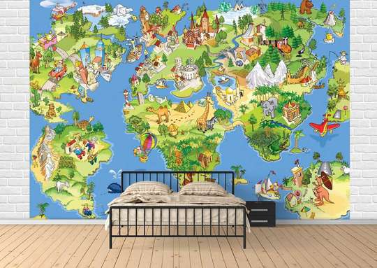Фотообои - Красочная детская карта мира