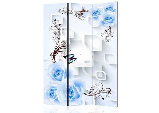Screen - Blue flowers on a white 3D background., 7
