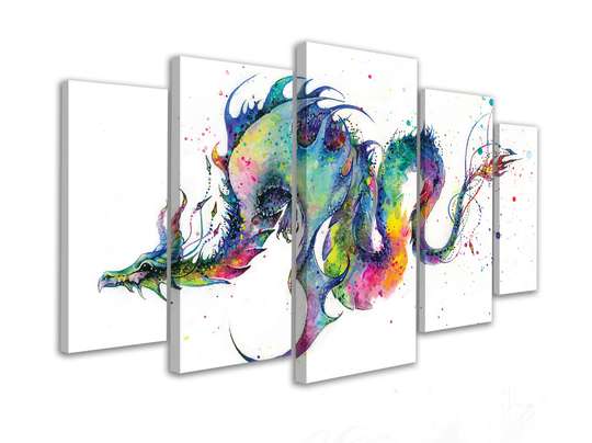 Модульная картина, Разноцветный дракон, 108 х 60