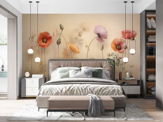 Wall mural - Multicolored poppy flowers