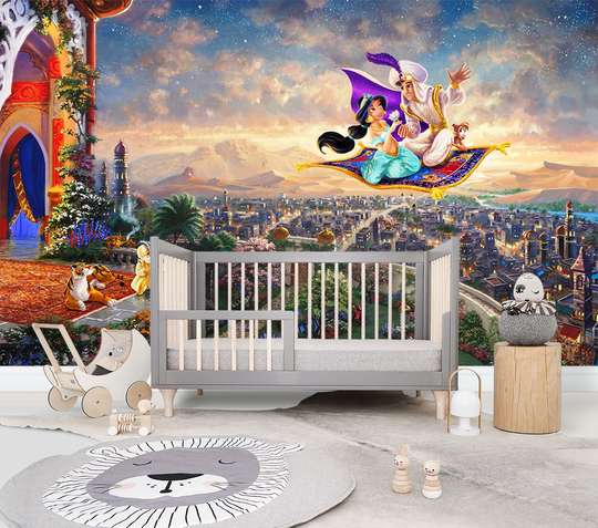 Wall mural in the nursery - Aladdin and Jasmine