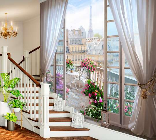 Wall Mural - Start of the day with a view of the Eiffel Tower