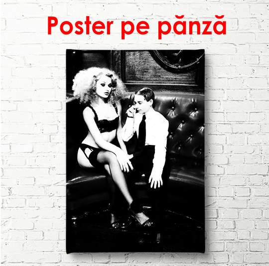 Постер - Девушка и мальчик, 30 x 45 см, Холст на подрамнике, Ню