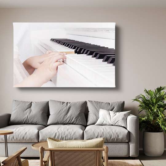 Постер - Игра на пианино, 90 x 60 см, Постер в раме, Музыка