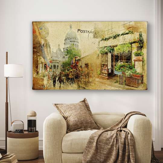 Постер - Прованс в прекрасном дворе, 90 x 45 см, Постер в раме, Винтаж