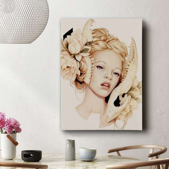 Постер - Девушка в стиле Винтаж, 30 x 45 см, Холст на подрамнике, Винтаж