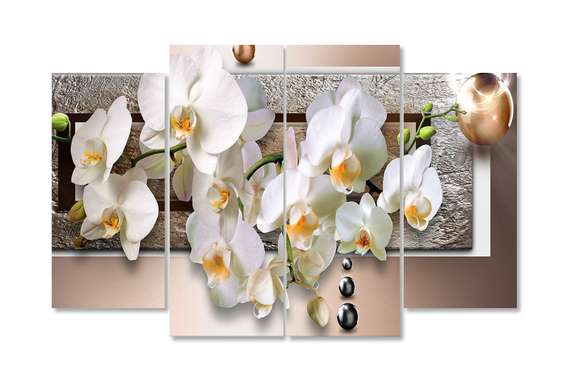 Modular picture, Orchid on a brown background., 198 x 115