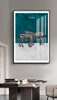 Постер, Зебры на бирюзовом фоне, 30 x 45 см, Холст на подрамнике, Животные