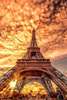 Poster - Turnul Eiffel pe fundalul unui apus de foc, 30 x 45 см, Panza pe cadru