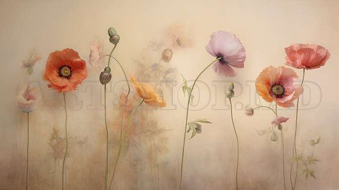 Wall mural - Multicolored poppy flowers