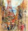 Poster - Parisul pictat, 100 x 100 см, Poster inramat pe sticla, Orașe și Hărți