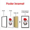 Poster - Cățeluș alb cu o șapcă roșie, 60 x 90 см, Poster înrămat