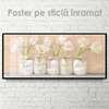 Poster - White tulips in vases, 60 x 30 см, Canvas on frame, Flowers