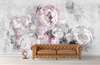 Wall Mural - Delicate peonies on a gray background