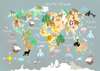 Фотообои - Детская карта мира на сером фоне