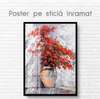 Poster - Red flowers in a vase, 60 x 90 см, Framed poster on glass, Flowers