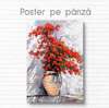 Постер - Красные цветы в вазе, 60 x 90 см, Постер на Стекле в раме, Цветы