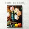 Poster - Bouquet of tulips, 60 x 90 см, Framed poster on glass
