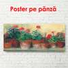 Poster - Ghivece cu flori roșii pe pervaz, 90 x 45 см, Poster înrămat