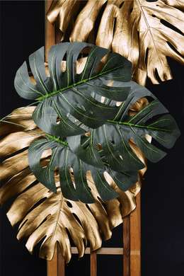 Poster - Frunze aurii si verzi, 30 x 45 см, Panza pe cadru, Botanică