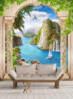 Wall Mural - Classical arches overlooking the sea