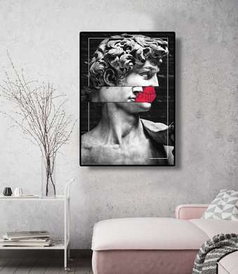 Poster - The Statue of David in a modern interpretation, 60 x 90 см, Framed poster on glass