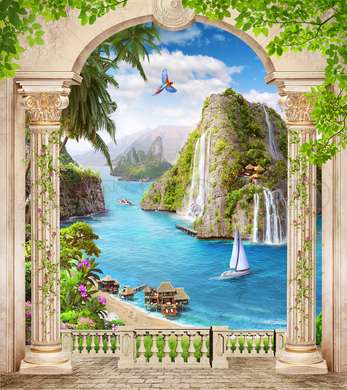 Wall Mural - Classical arches overlooking the sea