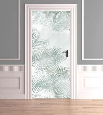 3D door sticker, Green leaves, 60 x 90cm, Door Sticker