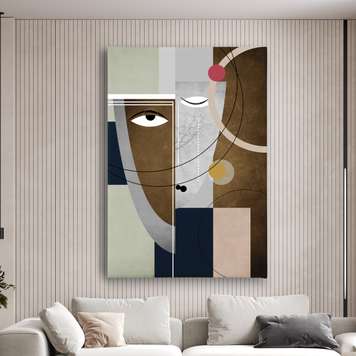 Poster - Abstract face in brown shades, 60 x 90 см, Framed poster, Abstract