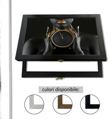 Tablou Multifuncțional - Doamna cu ceas, 30x40cm, Ramă albă