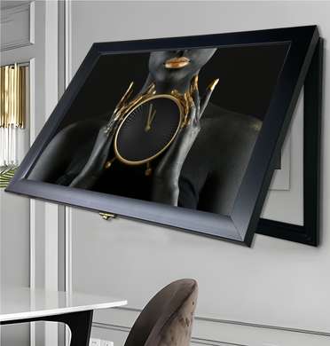 Tablou Multifuncțional - Doamna cu ceas, 40x60cm, Ramă neagră
