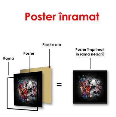 Poster - Abstract skull and tiger head, 40 x 40 см, Canvas on frame
