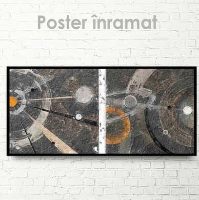Постер - Космос в стиле абстракции, 90 x 45 см, Постер на Стекле в раме, Космос