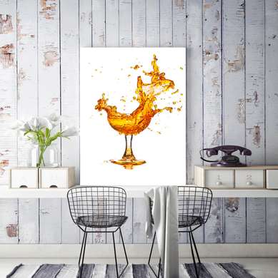 Poster - Paharul abstract cu băutura portocalie, 60 x 90 см, Poster înrămat
