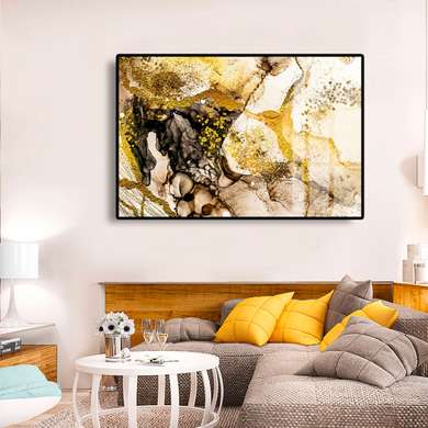 Poster - Gold Spots, 45 x 30 см, Canvas on frame, Abstract