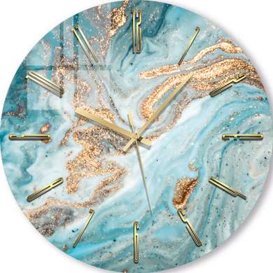 Glass clock - Blue vibes, 40cm