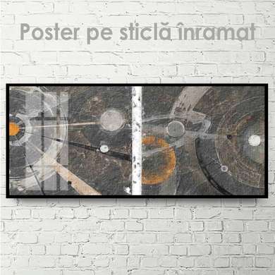 Постер - Космос в стиле абстракции, 90 x 45 см, Постер на Стекле в раме, Космос