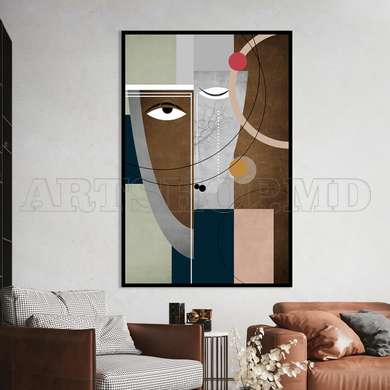 Poster - Abstract face in brown shades, 60 x 90 см, Framed poster, Abstract