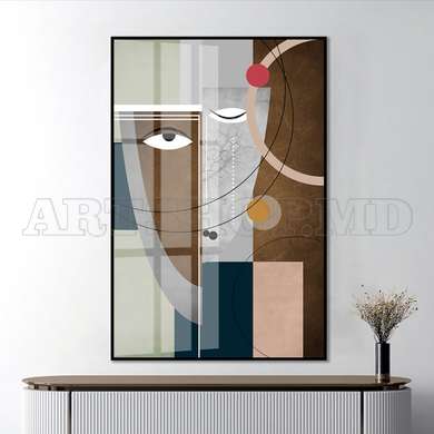 Poster - Abstract face in brown shades, 60 x 90 см, Framed poster, Abstract