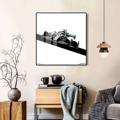 Poster - Formula 1, 100 x 100 см, Poster inramat pe sticla