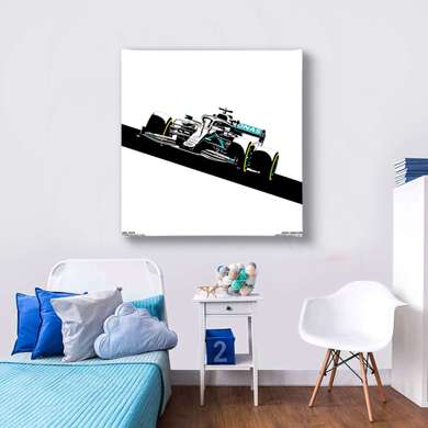 Poster - Formula 1, 100 x 100 см, Poster inramat pe sticla
