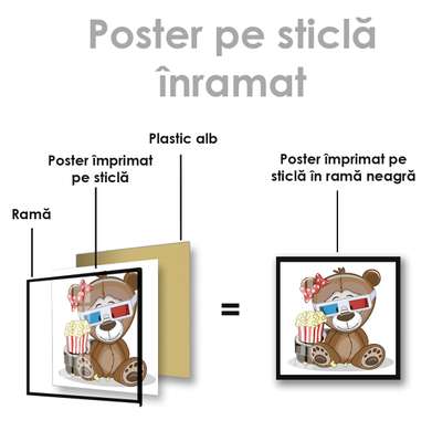 Poster - Teddy bear at the movies, 40 x 40 см, Canvas on frame, For Kids
