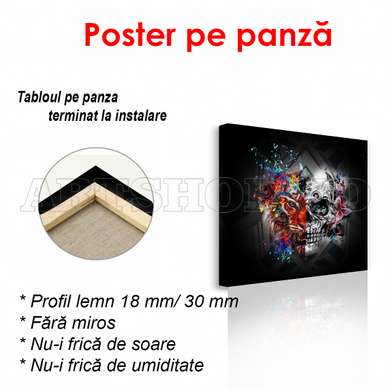Poster - Abstract skull and tiger head, 100 x 100 см, Framed poster on glass, For Kids