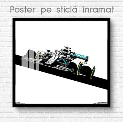 Постер - Формула 1, 100 x 100 см, Постер на Стекле в раме, Транспорт
