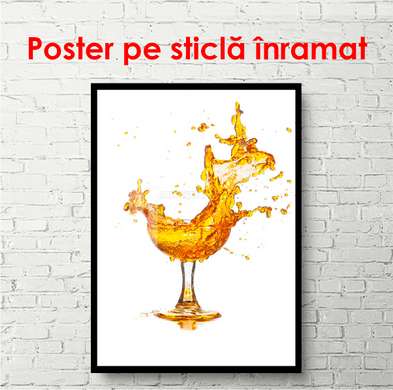 Poster - Paharul abstract cu băutura portocalie, 60 x 90 см, Poster inramat pe sticla, Minimalism