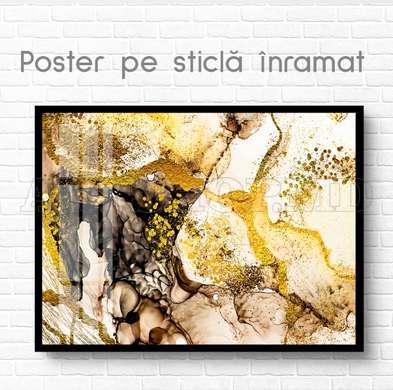 Poster - Pete aurii, 45 x 30 см, Panza pe cadru, Abstracție